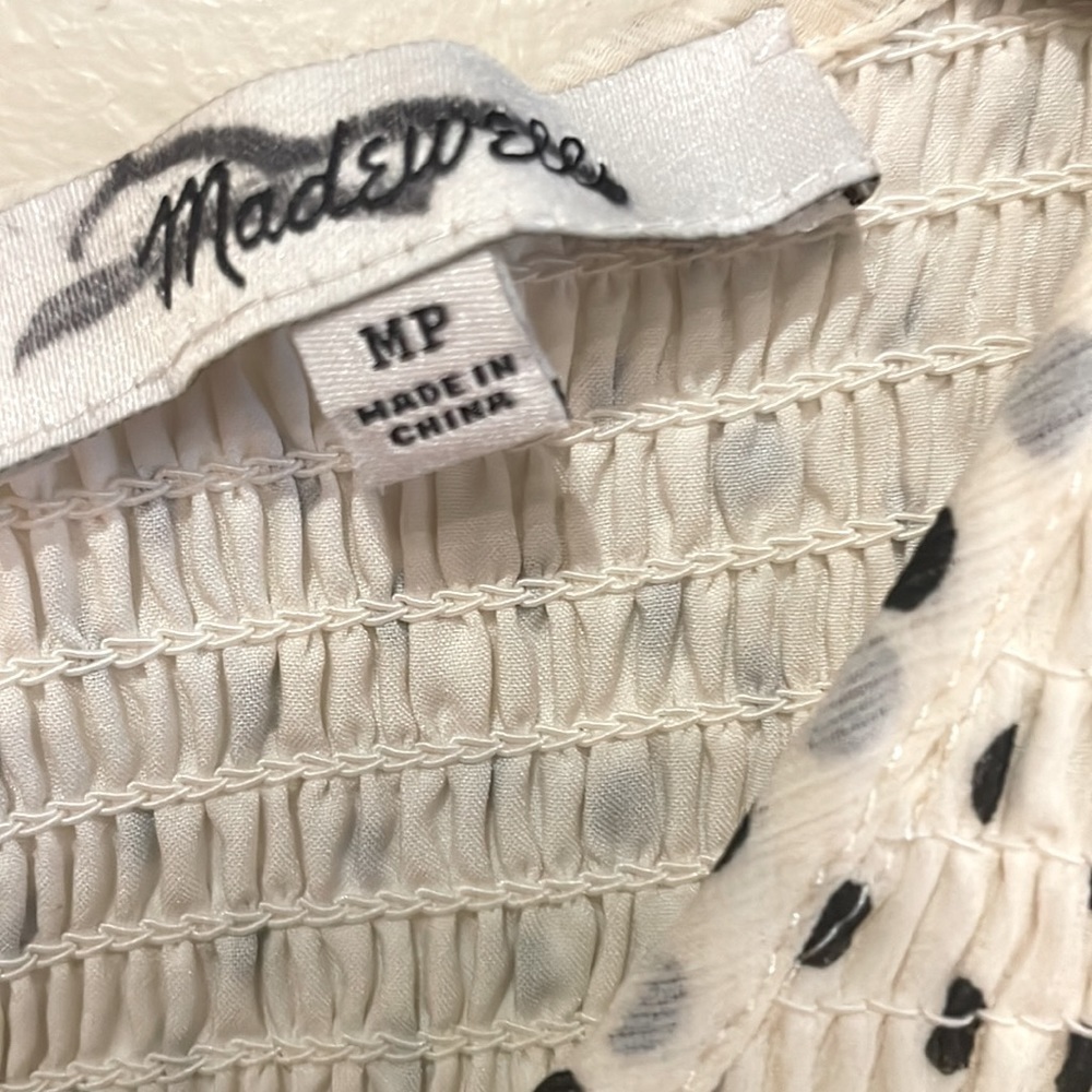 Madewell Polka Dot Midi Ivory and Black Size MP - Picture 6 of 6